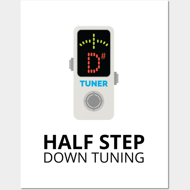 Half Step Down Tuning Pedal Tuner Light Theme Wall Art by nightsworthy